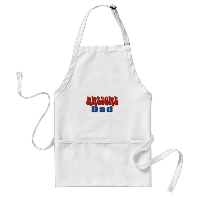 Blue & Red Awesome Dad Father's Day Adult Apron (Front)