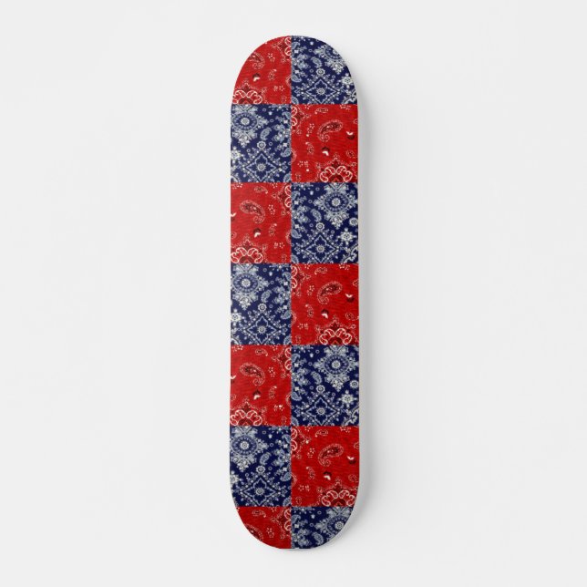 Blue & Red Bandana Skateboard (Front)