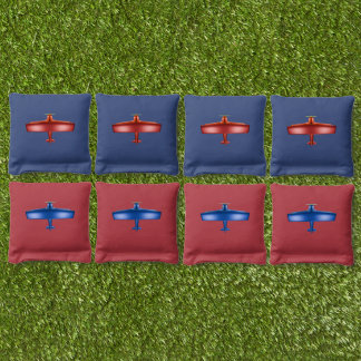 Blue Red Bi-Planes Cornhole Bags