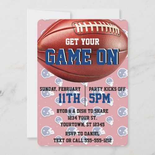 Blue  Red Big Game Super Bowl Football Party Invitation