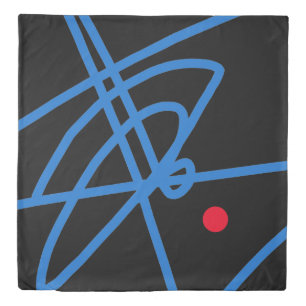 Blue Red Black Abstract Art Minimalism Duvet Cover