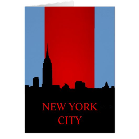 Blue Red Black New York Silhouette Card (Front)