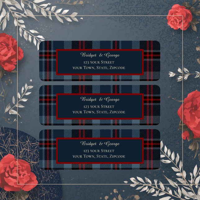 blue red black scottish celtic tartan pattern label (Creator Uploaded)