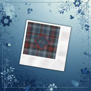 blue red black scottish celtic tartan pattern napkins