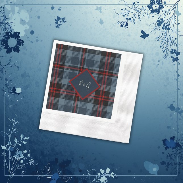 blue red black scottish celtic tartan pattern napkins (Creator Uploaded)