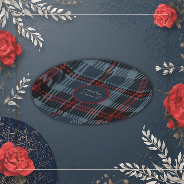 blue red black scottish celtic tartan pattern paper plates (Creator Uploaded)