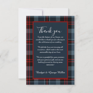 blue red black scottish celtic tartan pattern thank you card