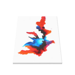 Blue Red Black White Modern Abstract Painting Canvas Print