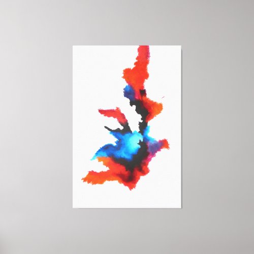 Blue Red Black White Modern Abstract Painting Canvas Print