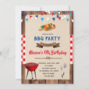 Blue red bun in the oven party invitation