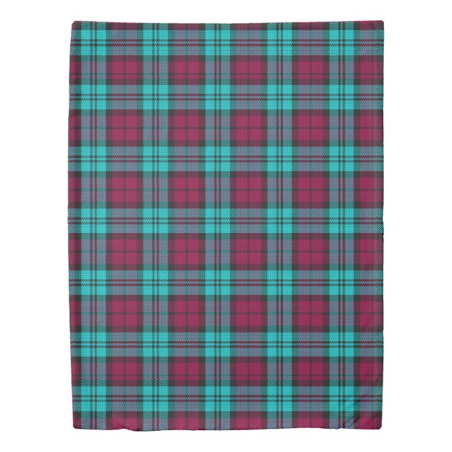 Blue Red Campbell Tartan Blackwatch Plaid Duvet Cover (Front)