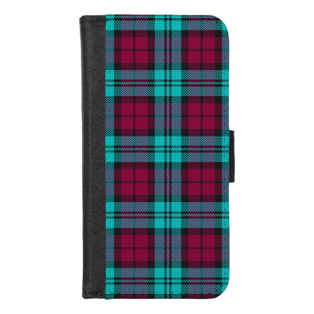 Blue Red Campbell Tartan Blackwatch Plaid iPhone Wallet Case (Front)