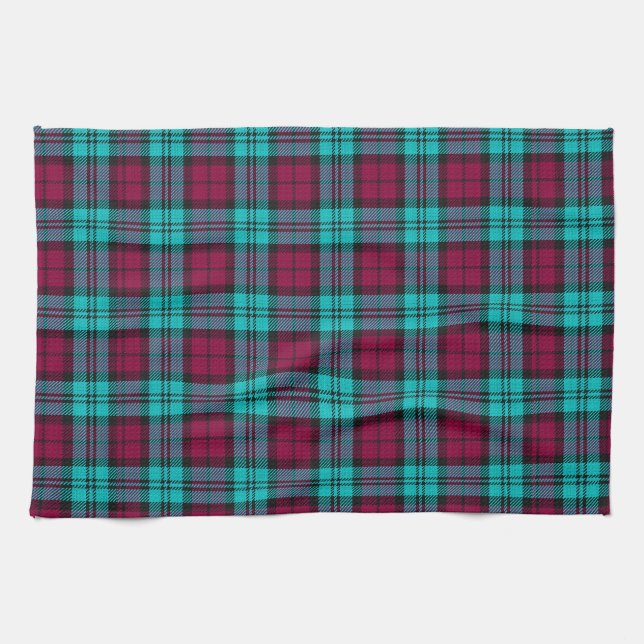 Blue Red Campbell Tartan Blackwatch Plaid Kitchen Towel (Horizontal)