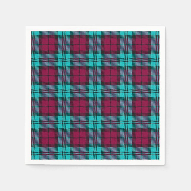 Blue Red Campbell Tartan Blackwatch Plaid Napkins (Front)