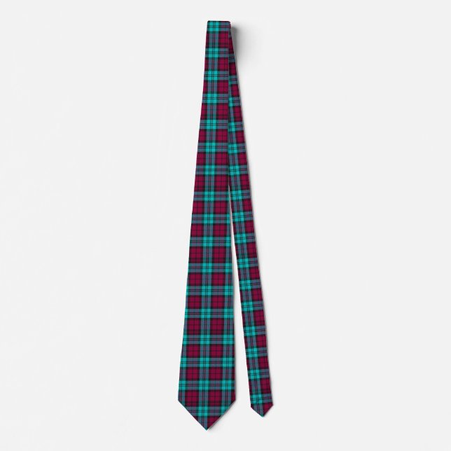 Blue Red Campbell Tartan Blackwatch Plaid Neck Tie (Front)