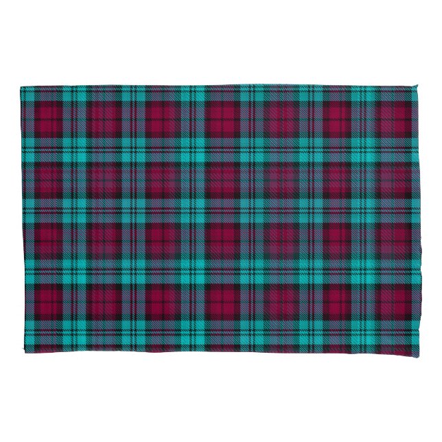 Blue Red Campbell Tartan Blackwatch Plaid Pillow Case (Front)