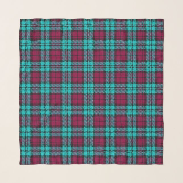 Blue Red Campbell Tartan Blackwatch Plaid Scarf (Front)
