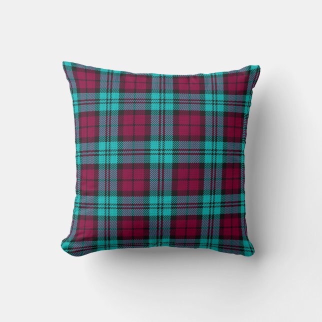 Blue Red Campbell Tartan Blackwatch Plaid Throw Pillow (Front)