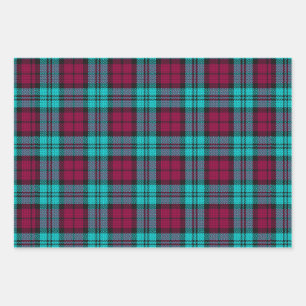 Blue Red Campbell Tartan Blackwatch Plaid Wrapping Paper Sheets