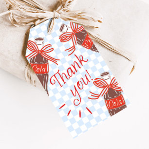 Blue & Red Checkered Retro Baby Shower Favor Gift Tags