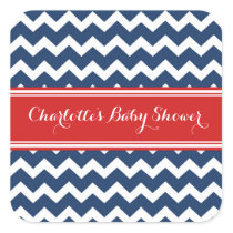 Blue Red Chevron Baby Shower Favor Stickers