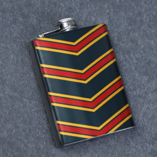 Blue Red Chevron Stripes Cutting Board Flask