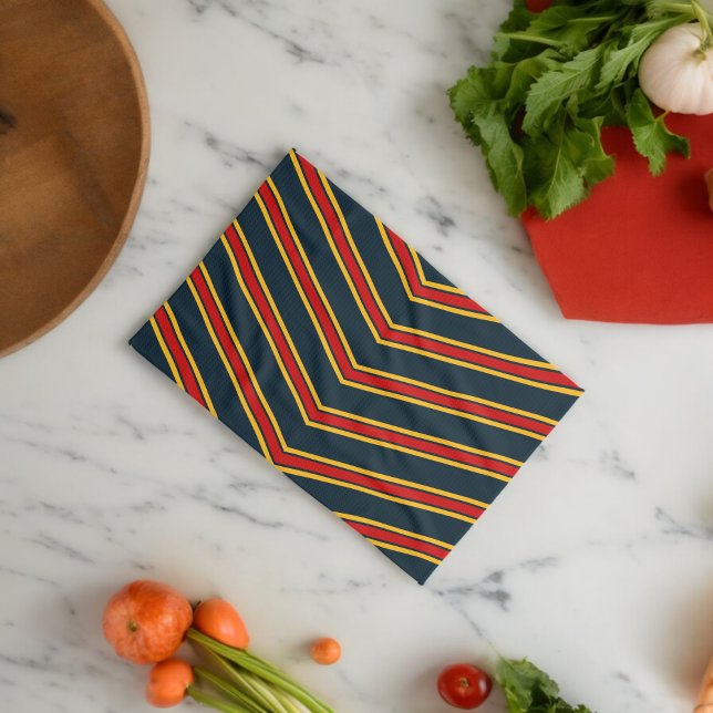 Blue Red Chevron Stripes Cutting Board Kitchen Towel (Kitchen Towel)