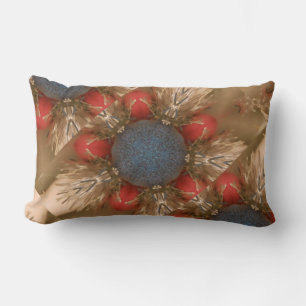 Blue Red Christmas Decoration Baubles Lumbar Pillow