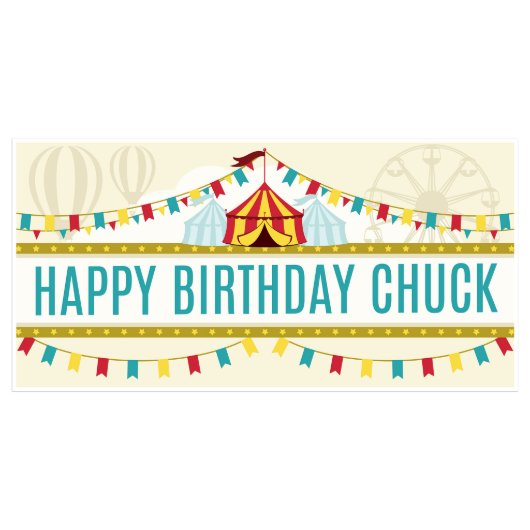 Blue Red Circus Birthday Banner Party Decor (Front)