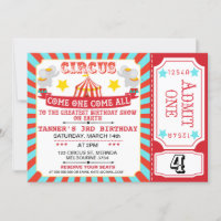 Blue Red Circus Ticket  Circus Tent Birthday
