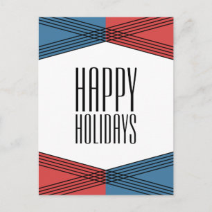 Blue Red Colorful Deco Holiday Postcard