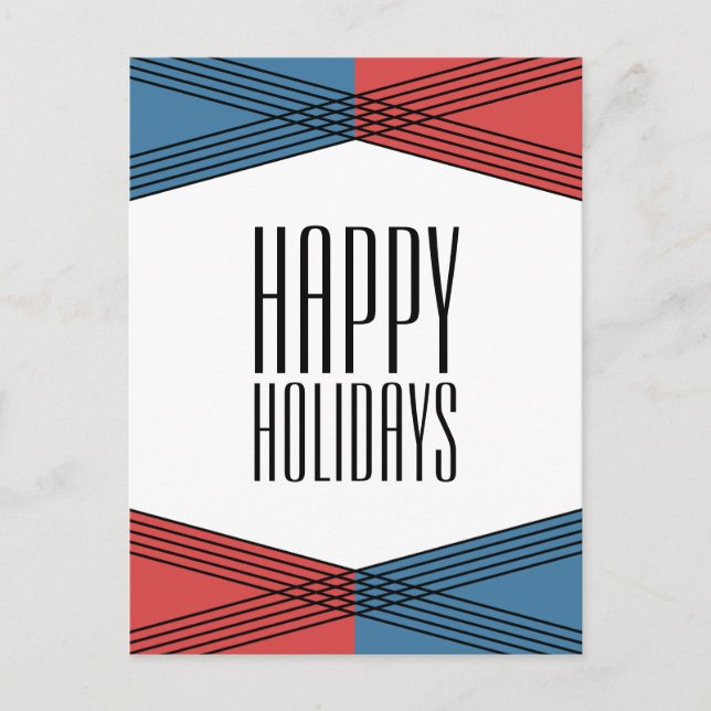 Blue Red Colorful Deco Holiday Postcard (Front)