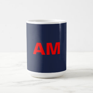Blue Red Colors Monogram Initial Letters Coffee Mug