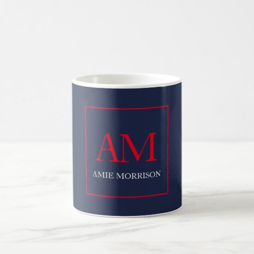 Blue Red Colors Monogram Initial Letters Name Coffee Mug