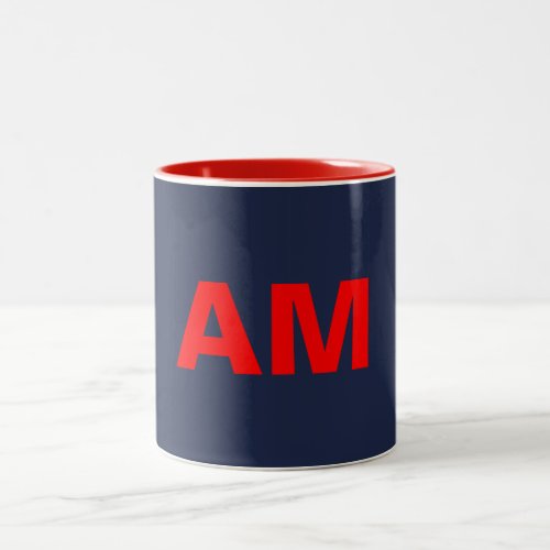 Blue Red Colors Monogram Initial Letters Two_Tone Coffee Mug