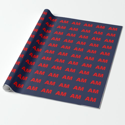 Blue Red Colors Monogram Initial Letters Wrapping Paper