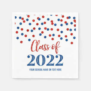 Blue Red Confetti Class of 2022 Napkins