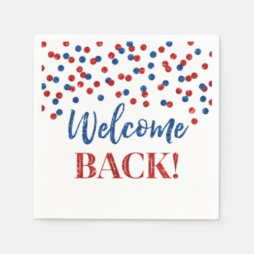 Blue Red Confetti Welcome Back Napkins