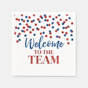 Blue Red Confetti Welcome to the Team Napkins