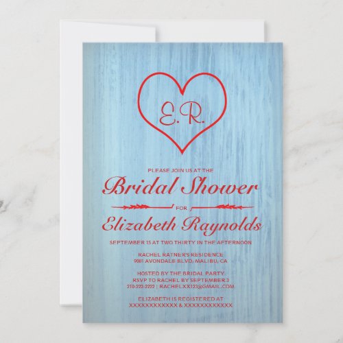 Blue &amp; Red Country Bridal Shower Invitations