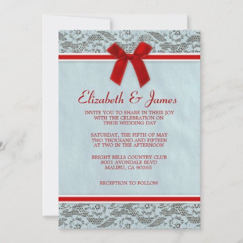 Blue &amp; Red Country Lace Wedding Invitations