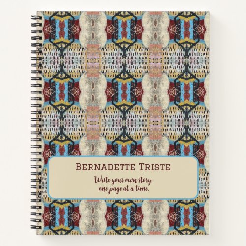 Blue Red Cream Geometric Seamless Pattern Notebook