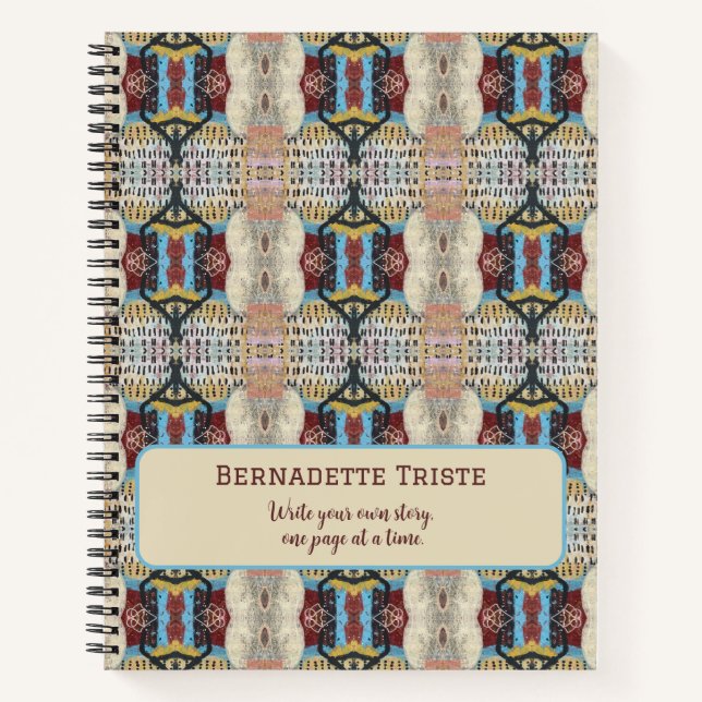 Blue Red Cream Geometric Seamless Pattern Notebook (Front)