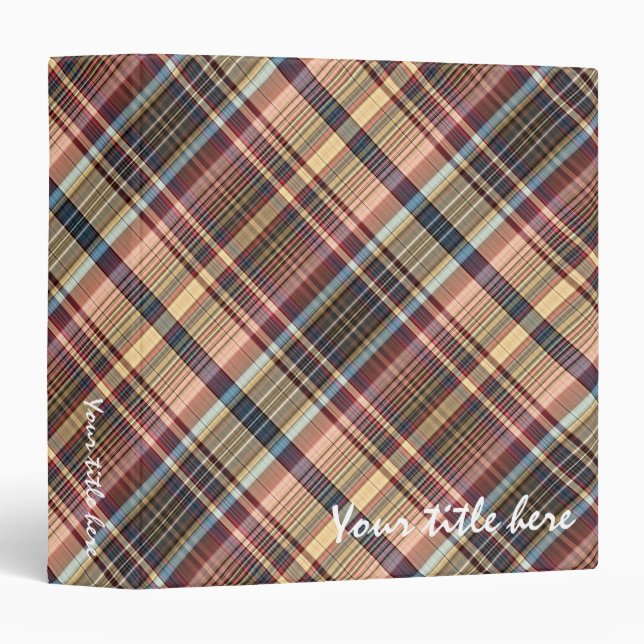 Blue red cream plaid binder (Front/Spine)