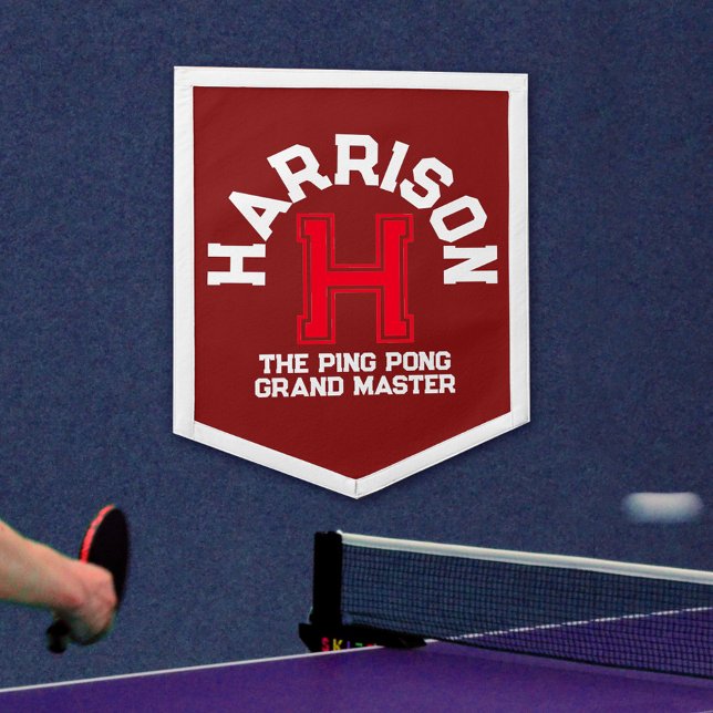 Blue red custom monogram name and slogan pennant (Creator Uploaded)