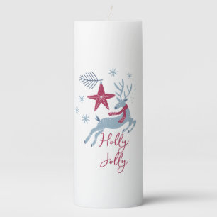 Blue Red Cute Simple Holiday Christmas Insulated Pillar Candle