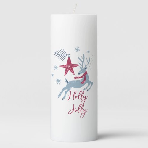 Blue Red Cute Simple Holiday Christmas Insulated  Pillar Candle