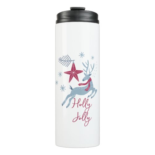 Blue Red Cute Simple Holiday Christmas Insulated  Thermal Tumbler