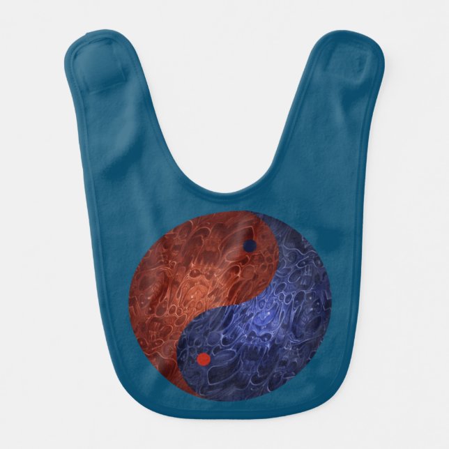 Blue Red Demon Yin Yang Baby Bib (Front)