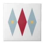 Blue Red Diamonds Yellow Stars Mid Century Modern Ceramic Tile<br><div class="desc">This colorful mid century modern ceramic tile features light blue and red diamonds with yellow colored stars. So fun to add to your tiling project!</div>